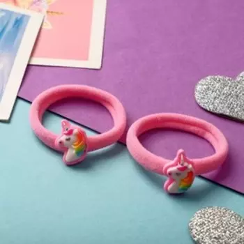 Резинка для волос "Маленькая радость" (набор 2 шт) единорог, розовый