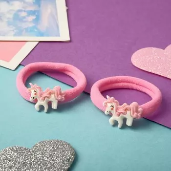 Резинка для волос "Маленькая радость" (набор 2 шт) единорожек, розовый