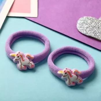 Резинка для волос "Маленькая радость" (набор 2 шт) единорожек, сиреневый
