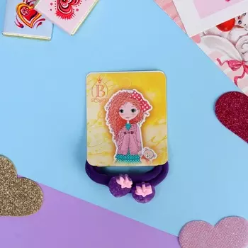 Резинки для волос «Маленькая радость», набор 2 шт., клубничка, 3.5 см, фиолетовые