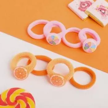 Резинка для волос "Манечка" (набор 8 шт) цитрус, 3 см, розово-оранжевый