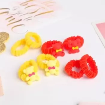 Резинка для волос "Мила" (набор 8 шт) мишки, жёлтый, красный,розовый