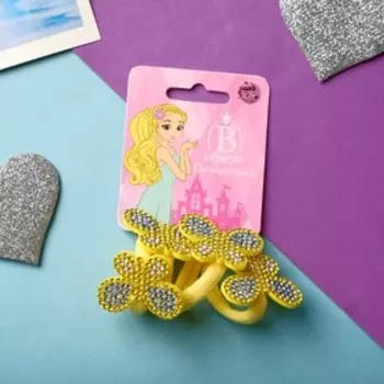 Резинка для волос "Милашка" (набор 4 шт) бабочка, жёлтый