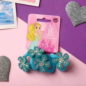 Резинка для волос "Милашка" (набор 4 шт) цветочек, голубой