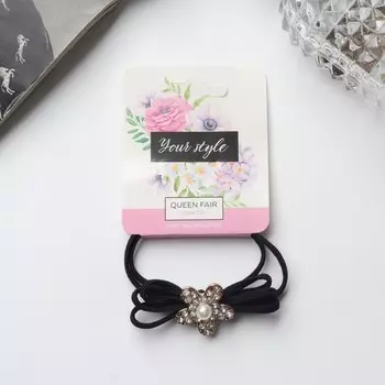 Резинка для волос «Миральда», ромашка, 5 см, чёрный