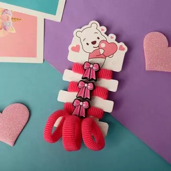 Резинка для волос "Мишутка" (набор 6 шт) бантик, красный