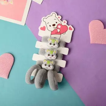 Резинка для волос "Мишутка" (набор 6 шт) тигрёнок, серый