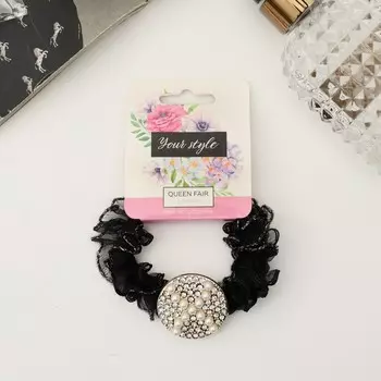 Резинка для волос «Мюриэль», круг бусины,, 5 см, чёрный