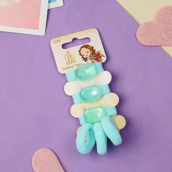 Резинки для волос «Нежность», набор 6 шт., киска, зелёный