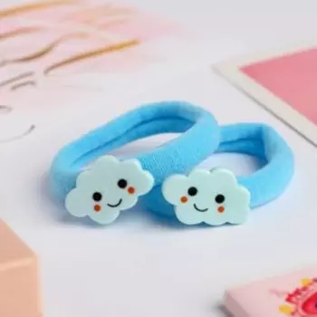 Резинка для волос "Облачко" (набор 2 штуки) голубой