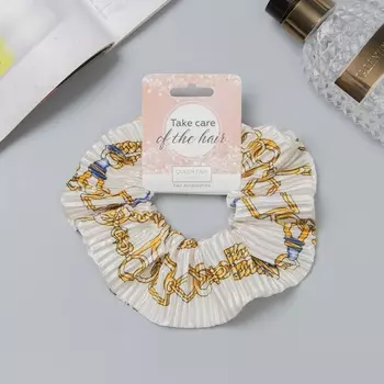 Резинка для волос «Орбита», жатка звенья, 12 см, белая