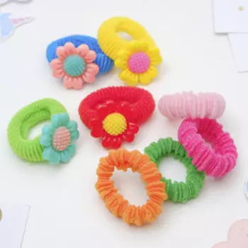 Резинка для волос "Прелесть" (набор 8 шт) цветок, микс