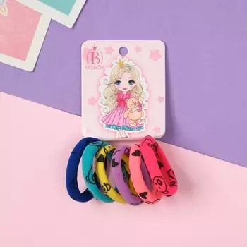 Резинки для волос «Принцесса», набор 6 шт., кудри, 4 см, мишки