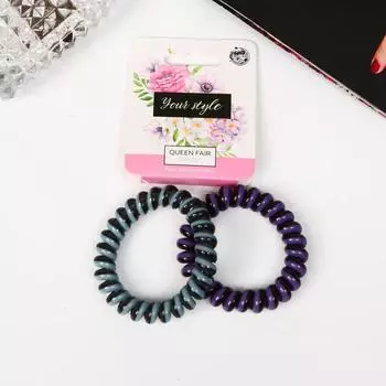 Резинка для волос "Пружинка" (набор 2 шт) полоски, 5,5 см, микс