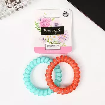 Резинка для волос "Пружинка" (набор 2 шт) прозрачная полоски, 5,5 см, микс