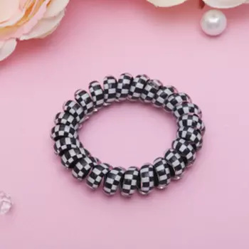 Резинка для волос пружинка "Ночка" шахматка