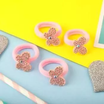 Резинка для волос "Розовый перелив" (набор 4 шт) бабочки, розовый