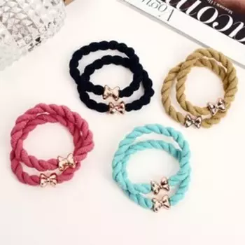 Резинка для волос "Салли" (набор 2 шт) кручение бантик, 5,5 см, микс