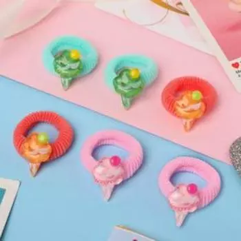 Резинка для волос "Шелли" (набор 6 шт) мороженое