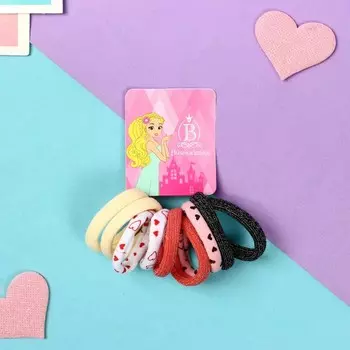 Резинка для волос "Синди" (набор 10 шт) сердца блеск ассорти, 4 см, микс