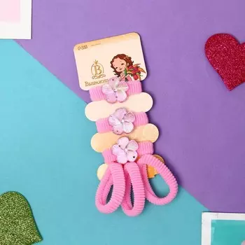 Резинка для волос "Сладость" (набор 6 шт) ромашка, 2 см, розовый