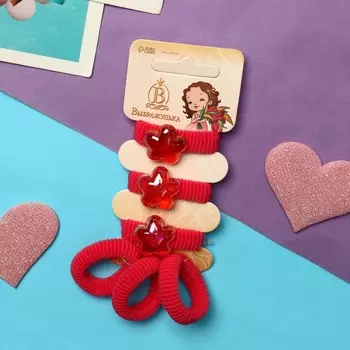 Резинка для волос "Сладость" (набор 6 шт) морская звезда, тёмно-розовый