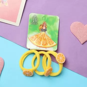 Резинки для волос «Сочное лето», набор 3 шт., апельсин, 4 см, жёлтые