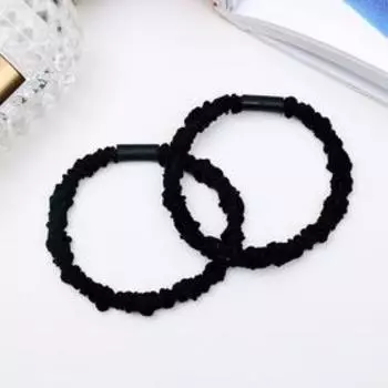 Резинка для волос "Спорт" (набор 2 шт) обмотка мелкая, чёрный