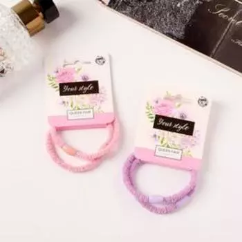 Резинка для волос "Спорт" (набор 2 шт) жатка лето, 5 см, розово-сиреневый