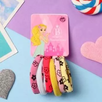 Резинка для волос "Спорт" (набор 6 шт) цветник блеск, 5 см, микс