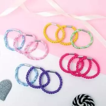 Резинка для волос "Стайн" (набор 12 шт) кручёная нить, микс