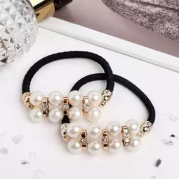 Резинка для волос "Тайна морей" (набор 2 шт) жемчуг