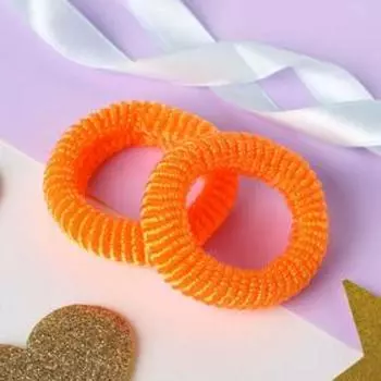 Резинка для волос "Ты чудо" (набор 2 шт) единорожка, 5,5 см, оранжевый