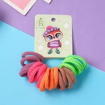 Резинки для волос «Венди», набор 20 шт., шапочка с помпоном, 3 см, полоски