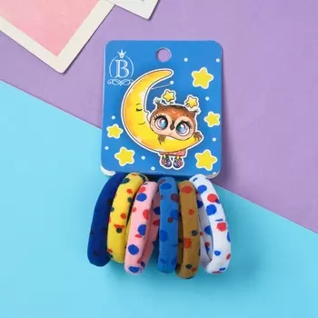 Резинки для волос «Венди», набор 6 шт., сонный месяц, 4 см, пятна