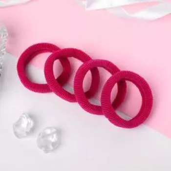 Резинка для волос "Весенняя радость" (набор 4 шт) 6,5 см, малиновый