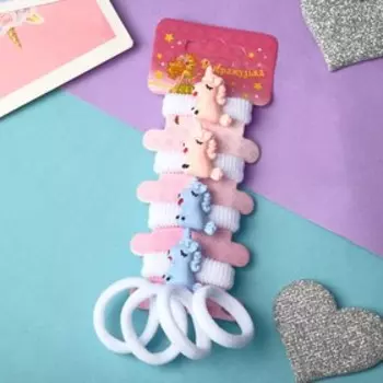 Резинка для волос "Весёлые зверята" (набор 8 шт) единорожки