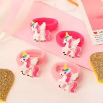 Резинка для волос "Волшебство" (набор 4 шт) единорог с крыльями, 3 см