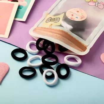 Резинка для волос «Выбражулька» (набор 30+-1 шт) d-2 см, чёрно-белый