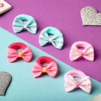 Резинка для волос "Выбражулька" (набор 6 шт) бантик полосы, микс