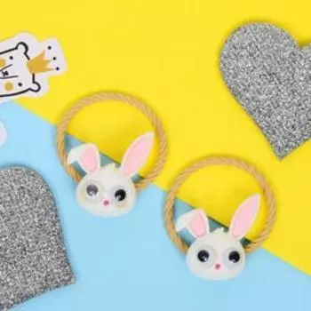 Резинка для волос "Зверятки" (набор 2 шт) зайчики, 3 см