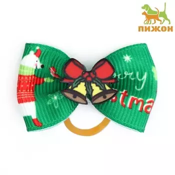 Резинка новогодняя для животных "Колокольчики", зелёная