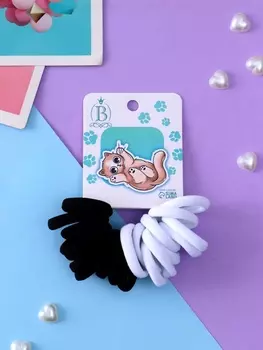 Резинки для волос «Кисонька», набор 20 шт., игра, 2.5 см, чёрные, белые