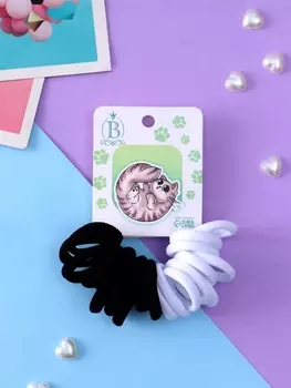 Резинки для волос «Кисонька», набор 20 шт., клубочек, 2.5 см, чёрные, белые