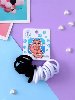 Резинки для волос «Кисонька», набор 20 шт., лапка, 2.5 см, чёрные, белые