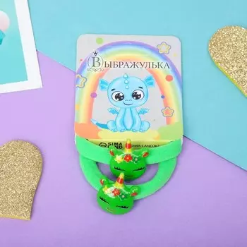 Резинки для волос «Маленькая радость», набор 2 шт., единорожек цветочки, 4 см, зелёные