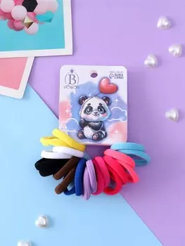 Резинки для волос «Панда», набор 20 шт., шарик-сердце, 2.5 см, МИКС