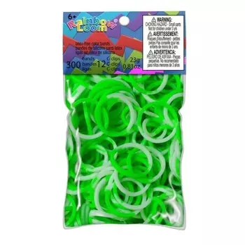 Резиночки для плетения браслетов Rainbow Loom, зелёно-белые