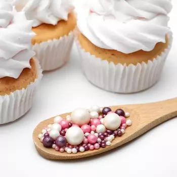 Посыпка кондитерская с мягким центром "Жемчуг": серебро, сиреневый, розовый, 1.5 кг