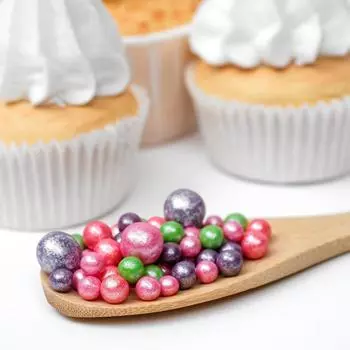 Посыпка кондитерская в цветной глазури "Жемчуг", зелен, красный, малин, сирен, 1,5 кг